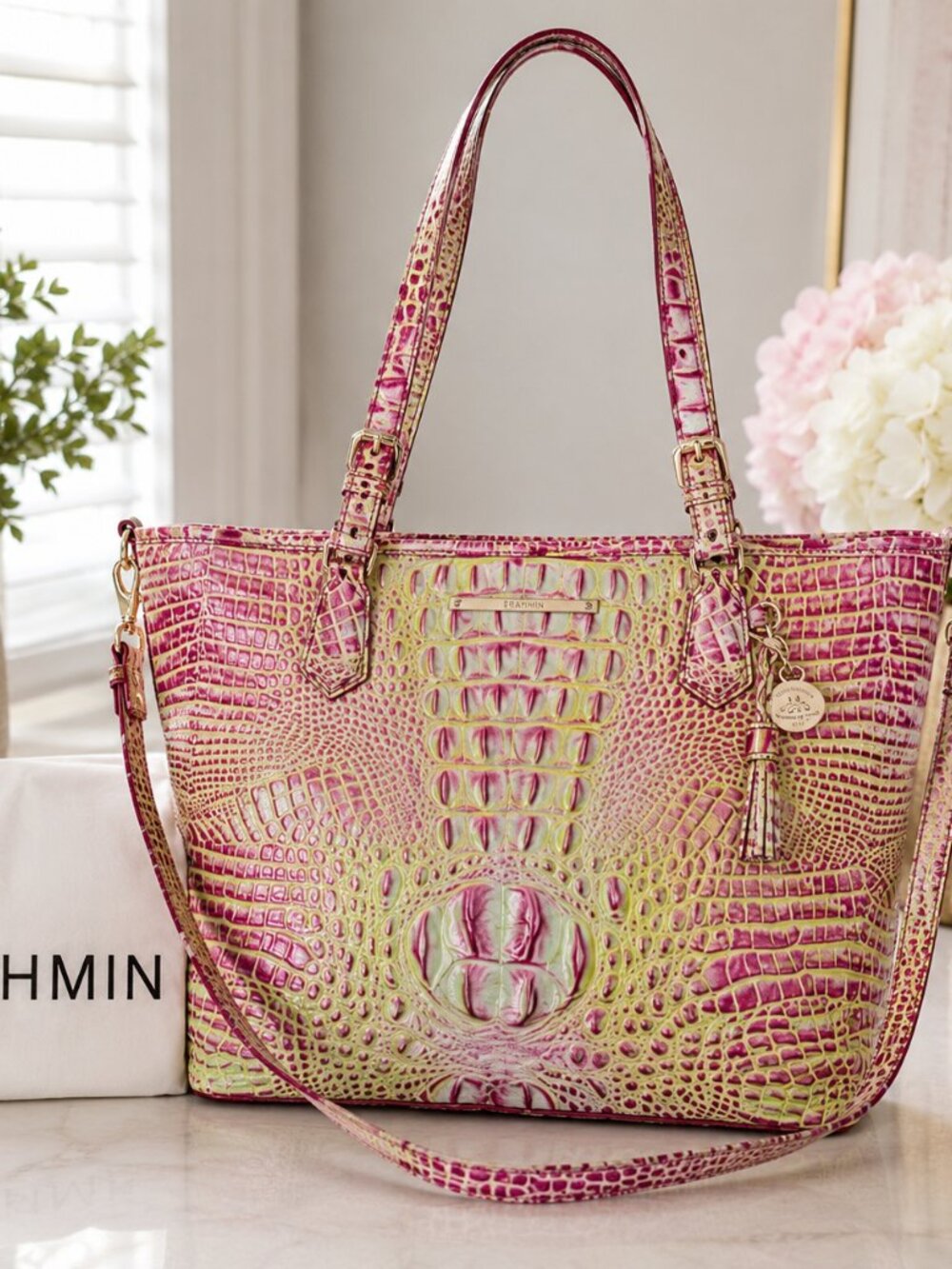 Brahmin Asher Medium Sweetner Melbourne Croc Leather Tote NWT